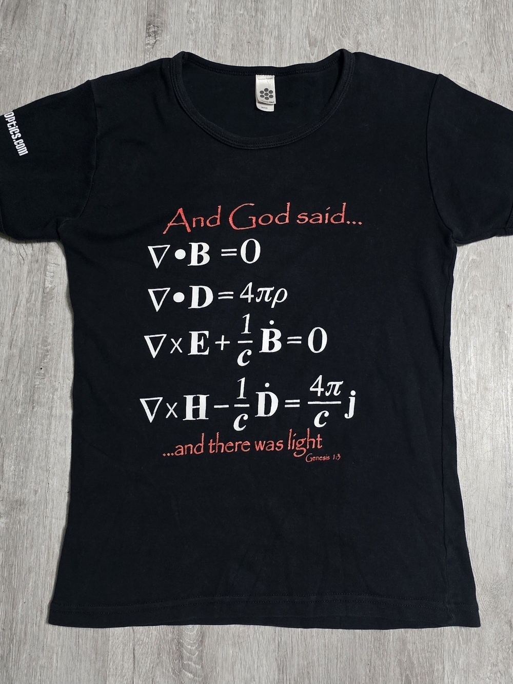 Y2K American Apparel God Said Maxwell Equations Physics Baby Tee Black